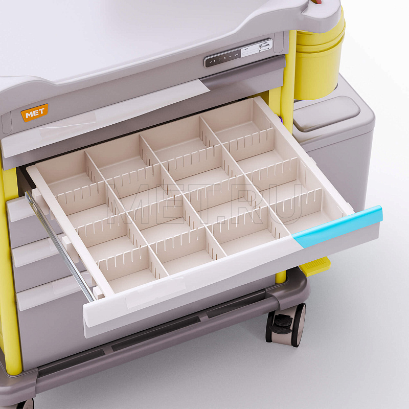 MET PSC-160 Тележка медицинская универсальная желтая 